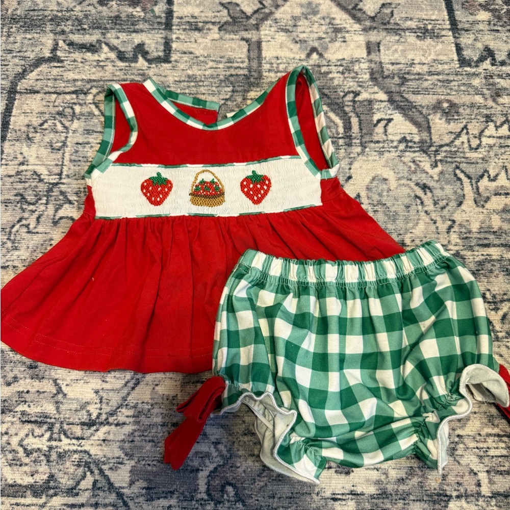 Red and Green Kids Strawberry Outfit